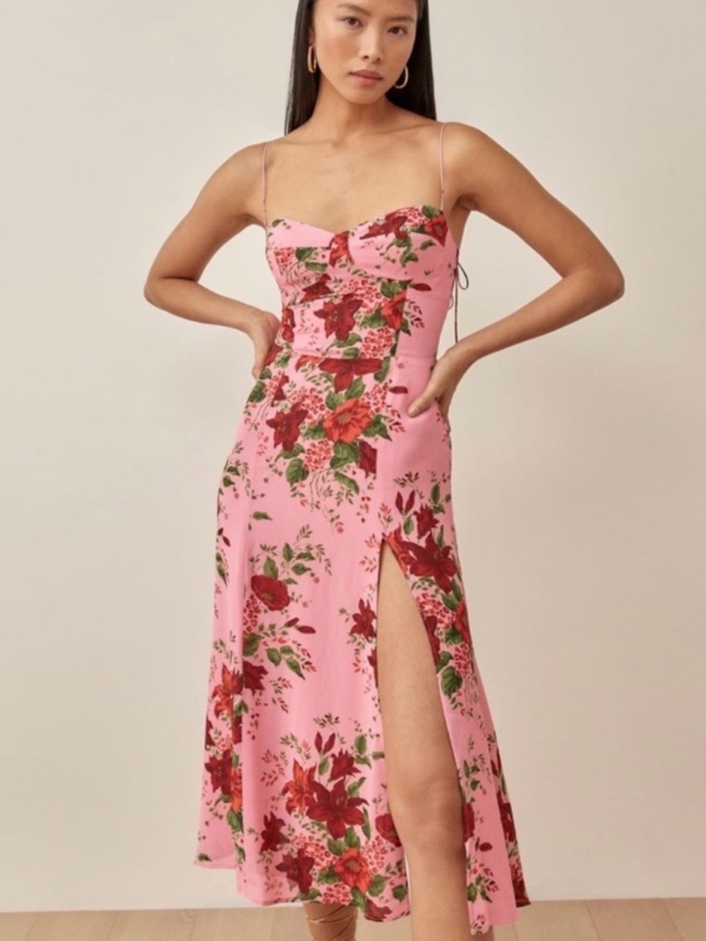 Reformation Juliette High Slit Sundress in Valeria Pink, Sz 14